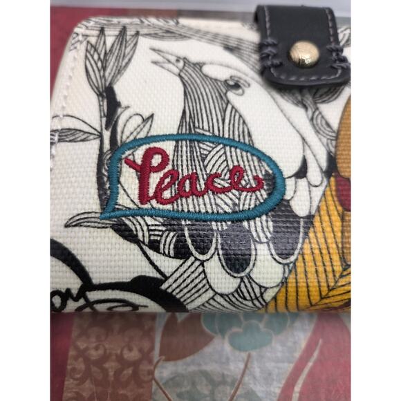 Sakroots Zip Around Coated Canvas Wristlet Wallet Peace Print Birds New W Tags - Picture 2 of 11